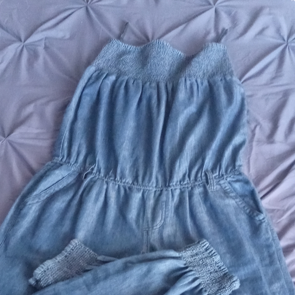 Strapless denim style jumpsuit